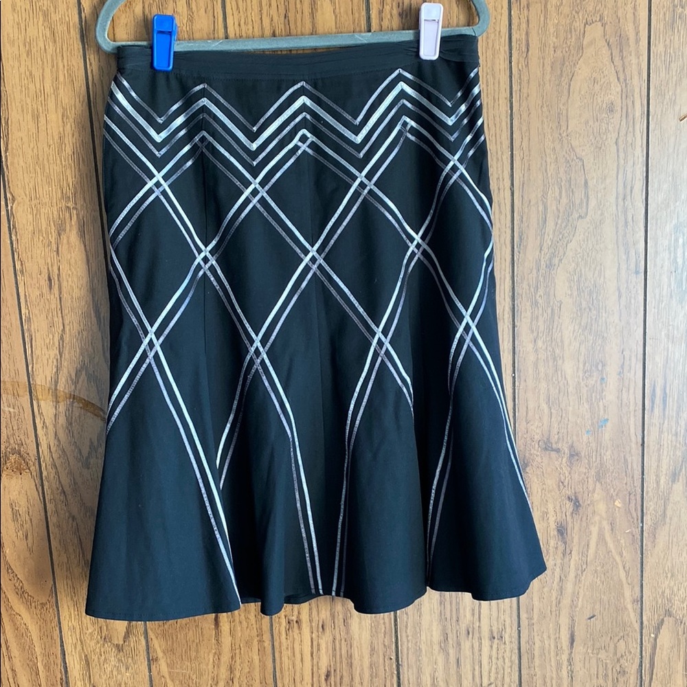 The Limited Black and Silver Pleated A-Line Skirt